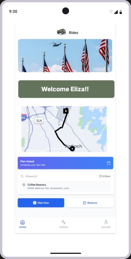 Military Base Rideshare App preview